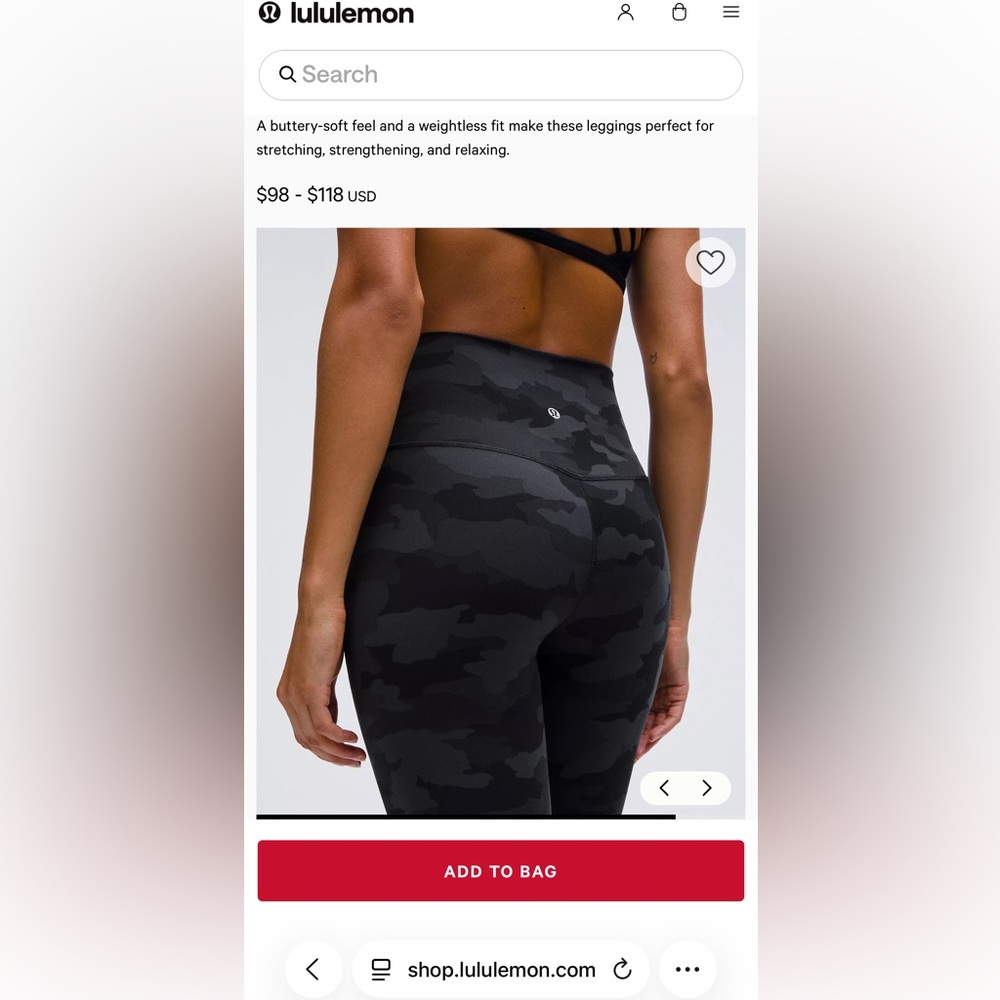 Lululemon Black Camouflage Leggings